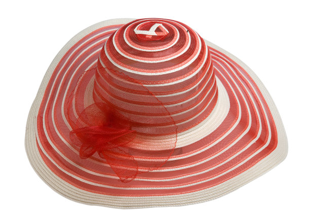 沙滩帽与盒子孤立的白色背景。橙色条纹帽图片下载