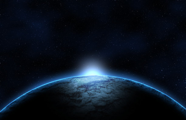 概念或想法，行星在宇宙中反射光构成阴影图片下载