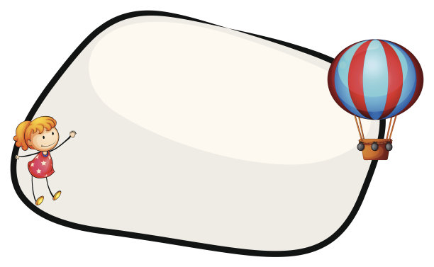 一个空模板，一个漂浮的气球和一个小女孩图片下载