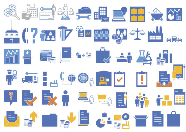 现代细线图标集企业管理和业务图片下载