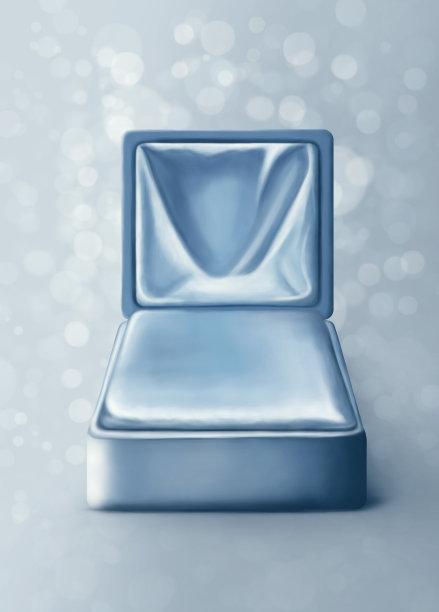 蓝色打开空订婚戒指盒插图图片下载
