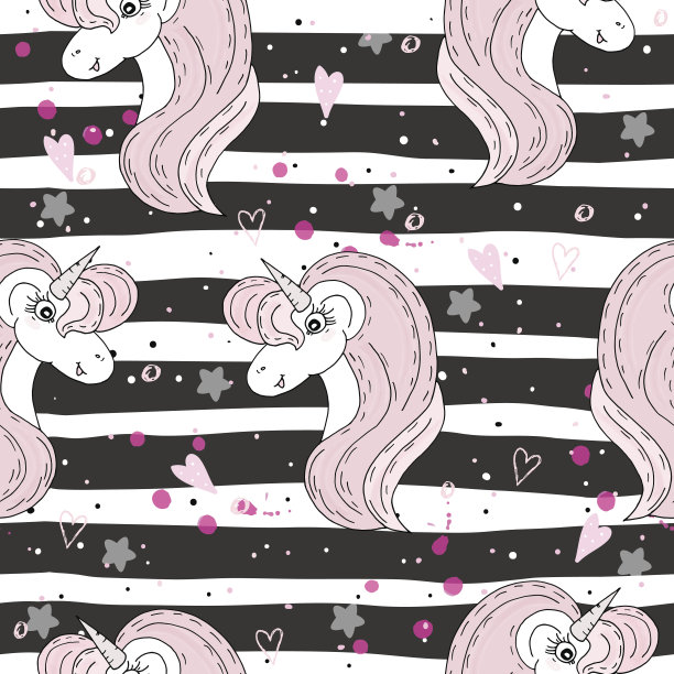 可爱的独角兽矢量图案图片下载