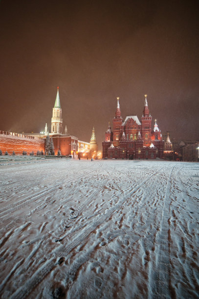 俄罗斯莫斯科冬季红场。图片下载