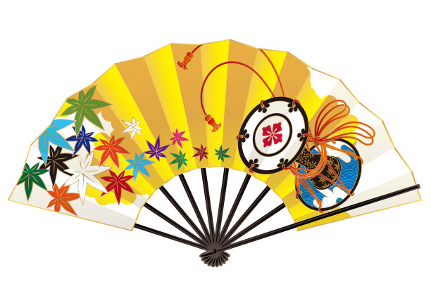 风扇。日本的工艺品。枫木。日本鼓图片下载