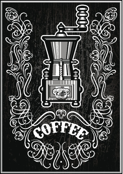 有装饰和铭文的咖啡研磨机图片下载