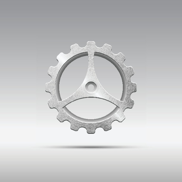 图标金属齿轮与齿轮和三个辐条图片下载