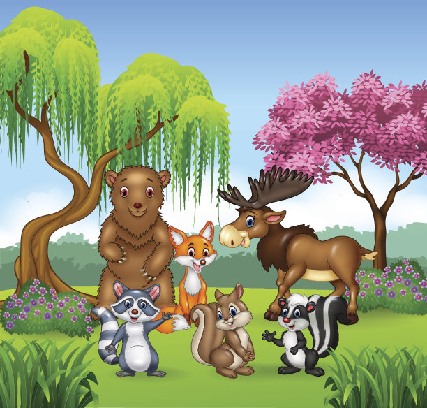 快乐的丛林动物收藏素材图片