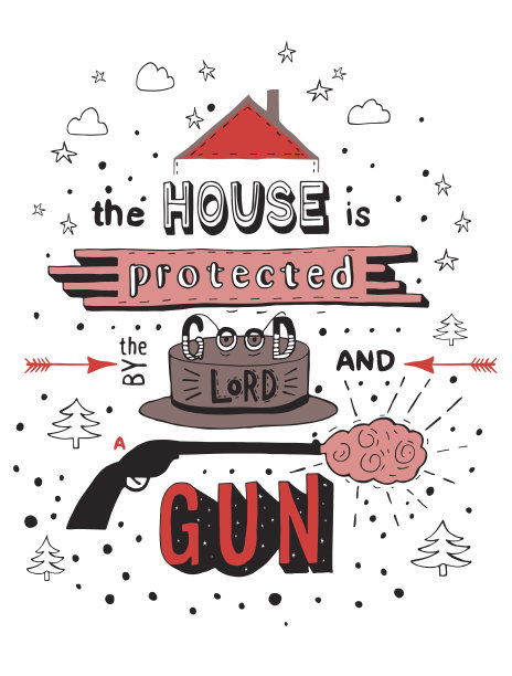 这房子由上帝和枪保护着。手绘已经图片下载