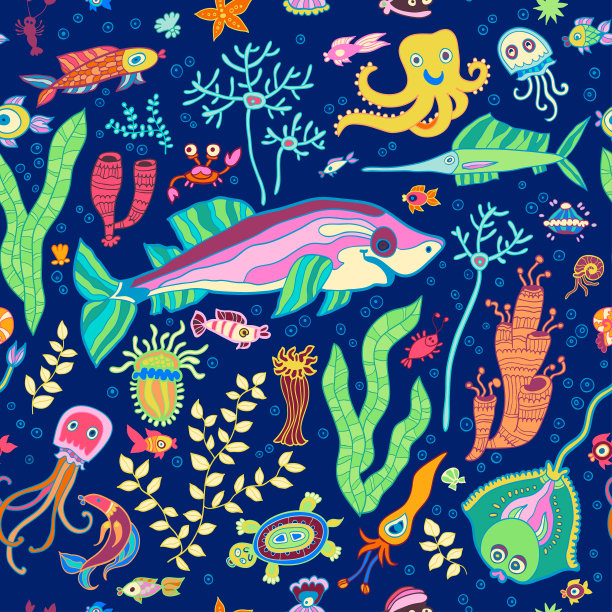 亮概念水下无缝图案素材图片