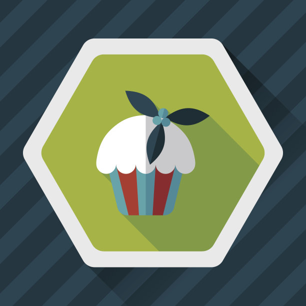 圣诞蛋糕与长影子的扁平图标，eps10图片下载