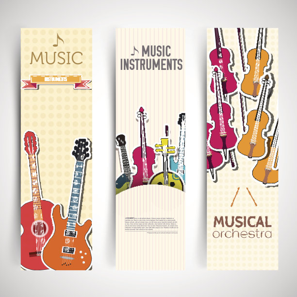 扁平风格乐器banner概念设计矢量素材图片下载