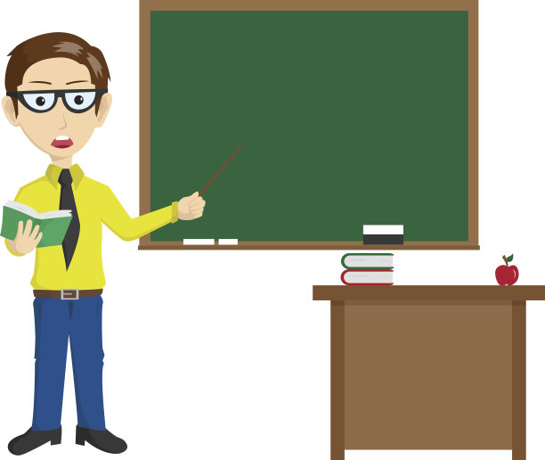 英俊的老师在黑板前展示素材图片