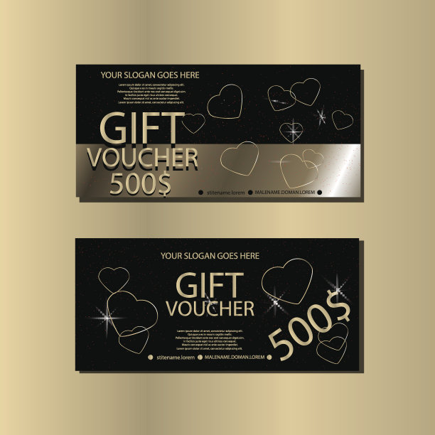 礼品券模板与闪闪发光和金鹿为您的设计。图片下载