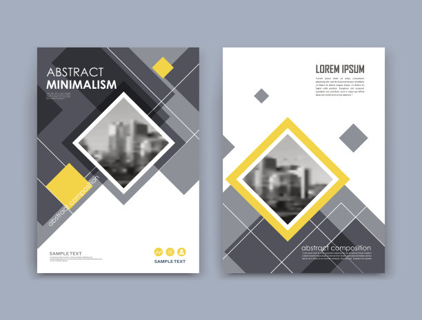 摘要a4宣传册封面设计。文本框的表面。城市城市视图字体。黑白标题表模型。创意矢量首页。广告横幅纹理。黄色菱形图形图标。传单纤维图片下载