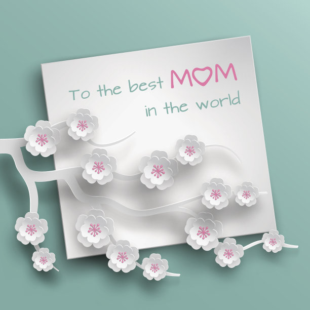 正方形空白纸与сongratulations文字装饰枝樱花在绿色的背景母亲节或妇女节贺卡图片下载