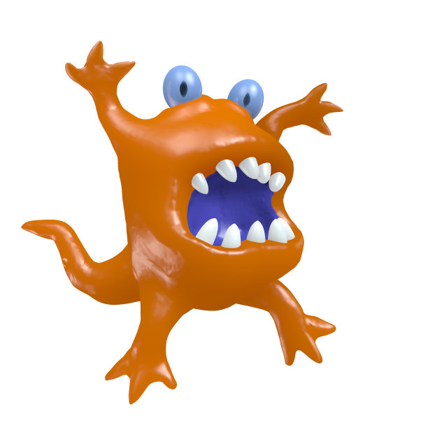 卡通大头橘色怪物。3 d演示。图片下载