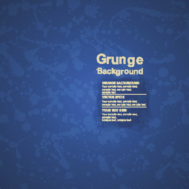 垃圾蓝色背景与墨水喷溅。矢量纹理图片下载