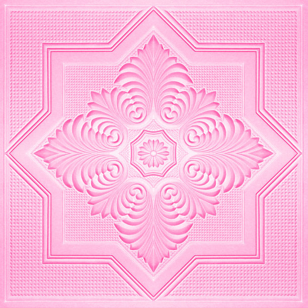 天花板上的石膏板图案以花为背景图片下载