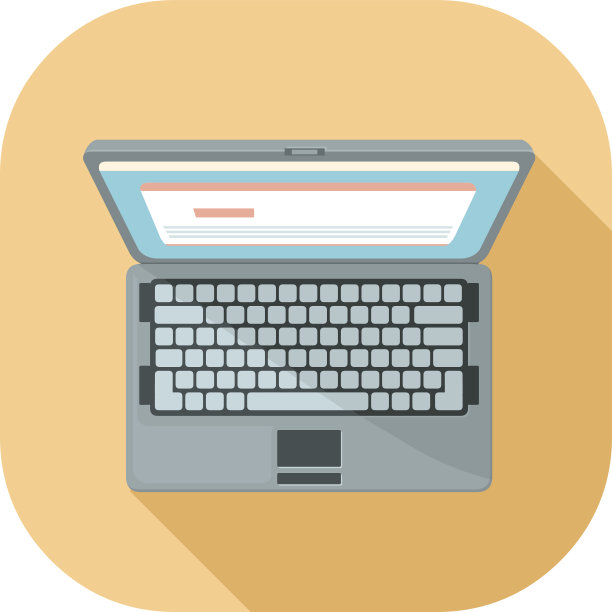 矢量自顶向下笔记本电脑图标。图片下载