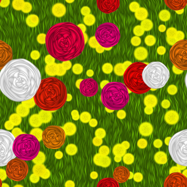 花在草地无缝生成雇佣纹理图片下载