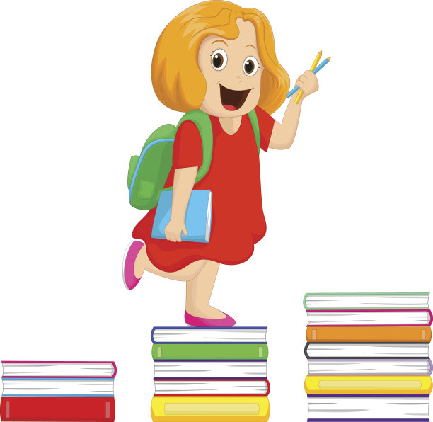 快乐的小女孩背着背包图片下载