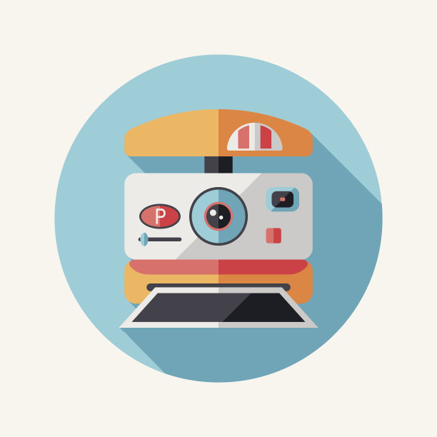 相机平面图标与长阴影图片下载