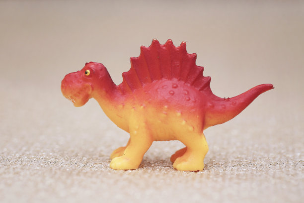 玩具恐龙人偶骨架在真实的自然风景户外图片下载