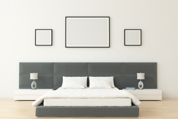 卧室室内场景与空白框架图片下载