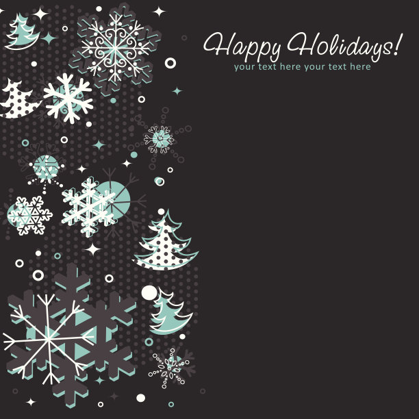 用雪花、冷杉和星星装饰的圣诞卡片图片下载