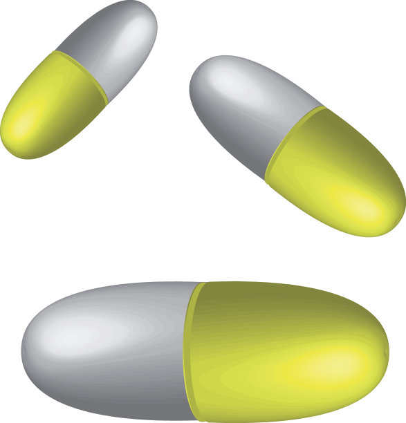 3D黄白色药丸。矢量图图片下载