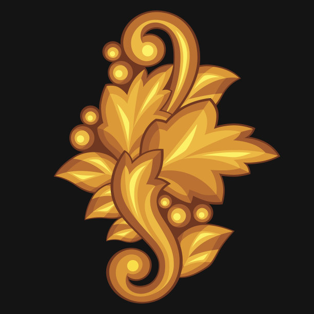 巴洛克装饰古董金元素上的黑色背景。图片下载