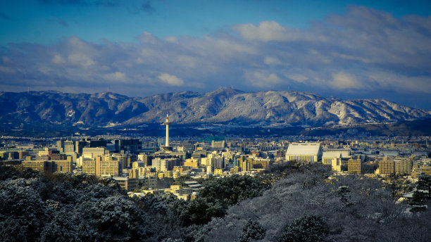 京都城在清晨后下雪图片下载