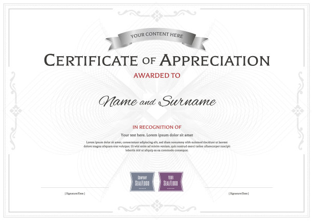 欣赏证书模板上的抽象花卉断头台图片下载