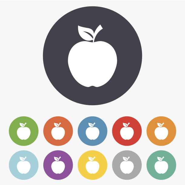 苹果标志图标。水果与叶子的象征。图片下载
