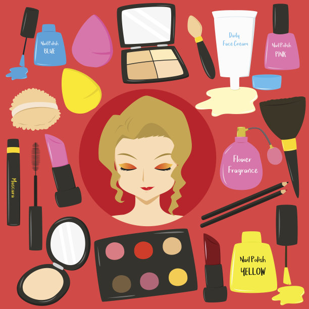 女士化妆品矢量素材图片下载