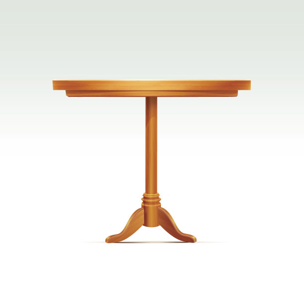 矢量空圆桌木桌孤立在白色背景图片下载