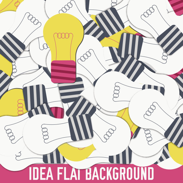 平面灯泡背景概念。矢量图图片下载