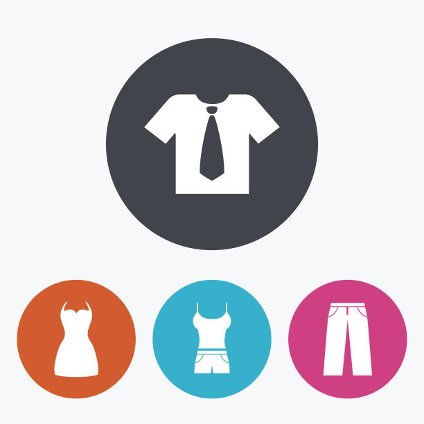 衣服的迹象。t恤配领带和裤子。图片下载