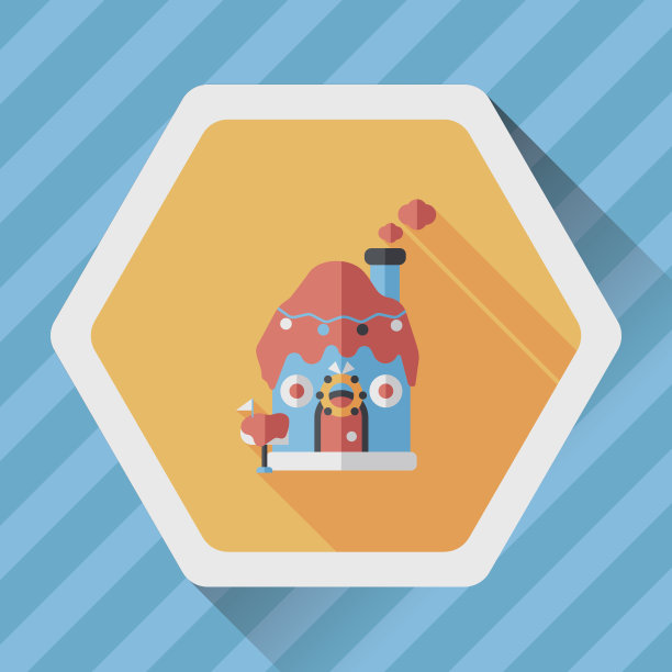 姜饼屋的图标与长影子，eps10图片下载