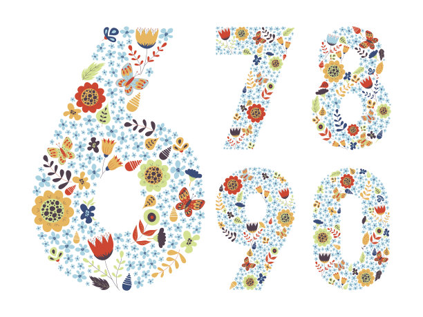 可爱的花卉复古数字集图片下载
