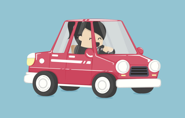 business woman driving, business woman in the car To Work设计矢量插图图片下载