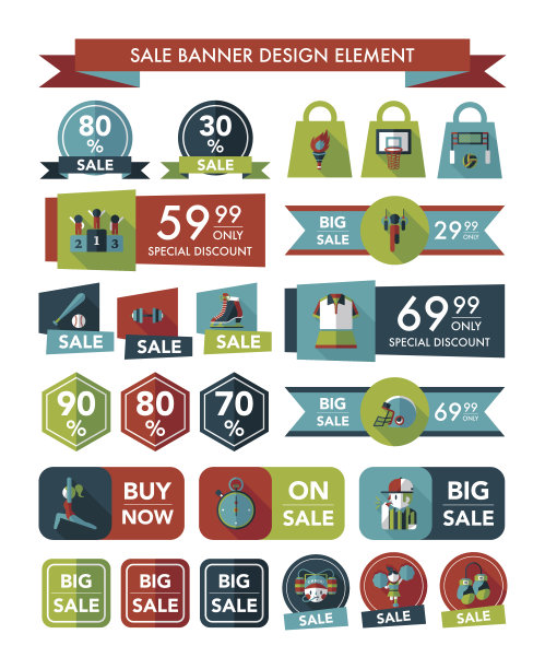 运动销售旗帜设计平面背景设置，eps10图片下载