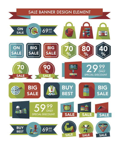 运动销售旗帜设计平面背景设置，eps10图片下载