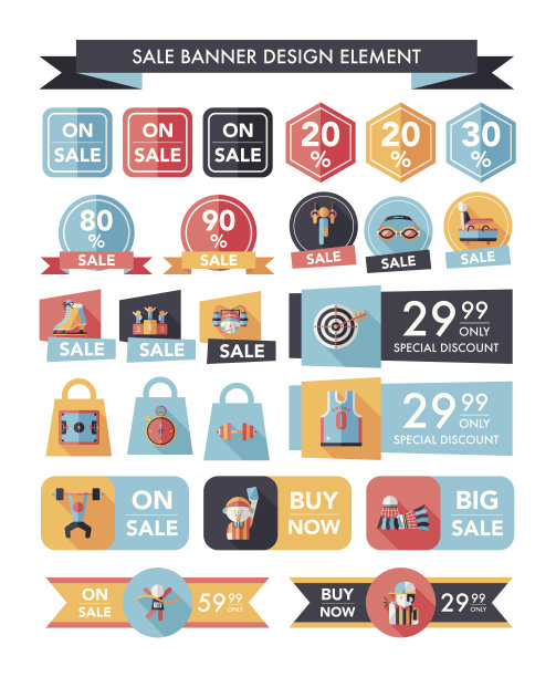 运动销售旗帜设计平面背景设置，eps10图片下载