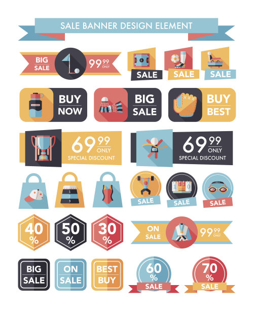 运动销售旗帜设计平面背景设置，eps10图片下载