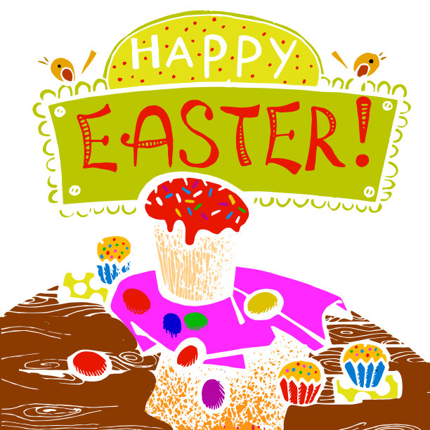 复活节快乐贺卡手绘图片下载