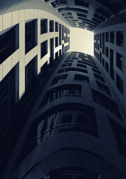 暗内庭院的高弯塔。3 d图片下载