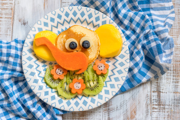 儿童早餐用的有趣的大象煎饼素材图片