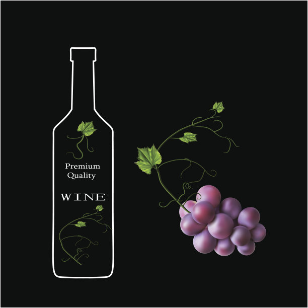 新鲜的葡萄串。制造新鲜果汁和葡萄酒。标志图片下载