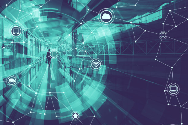 无线通信网络的双音图形抽象图像视觉化，物联网素材图片